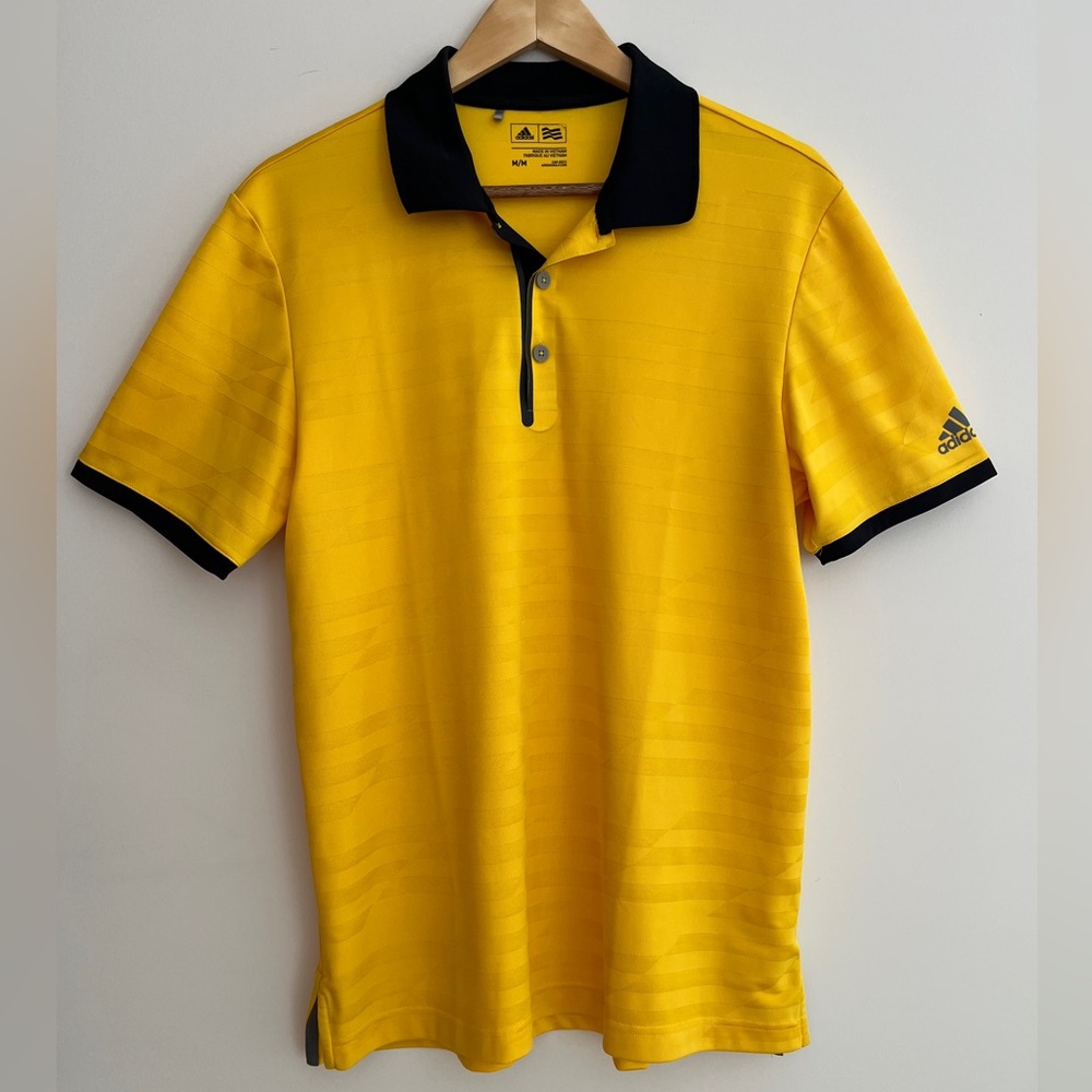 ADIDAS Short Sleeve Polo Shirt Golf Athleisure Pickleball Casual Yellow Size M